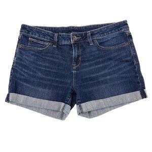 JCP JCPenney Cuffed 4" Inseam Women's size 8 Dark Wash Blue Denim jean Shorts